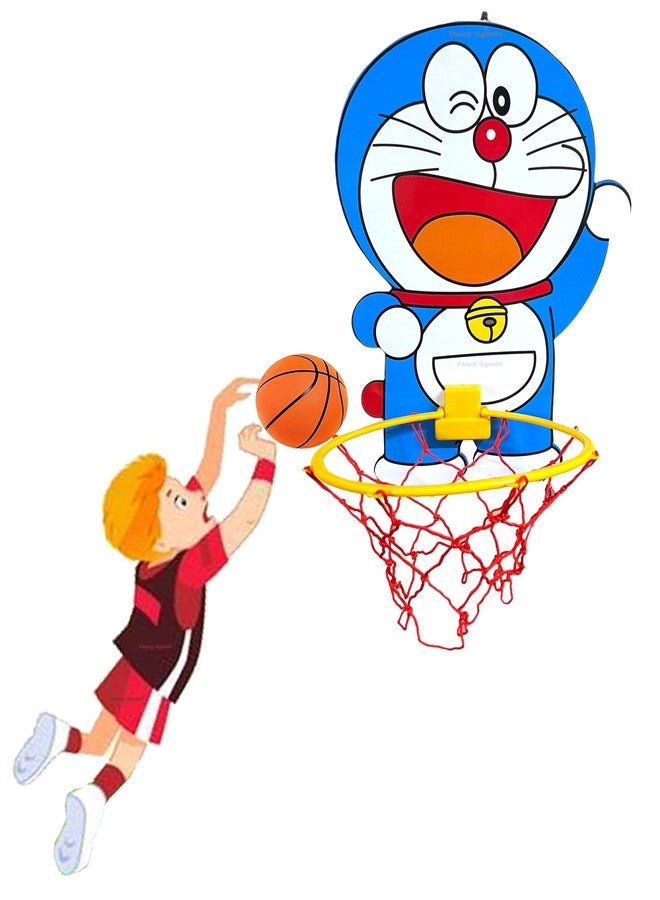 Fancy Agents Basket Ball for Kids for Boys/Girls| Doremon Animal Basketball Set|Basketball Portable Set with Hanging Board, Ring Net for Indoor and Outdoor Games| Birthday & Return Gift Set Standard - Image 1
